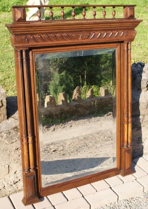 french walnut henri ii bevel edge mirror