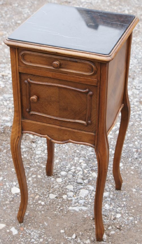 french louis xv style walnut bedside cabinet