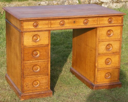 stunning early 20th century solid oak knee hole desk