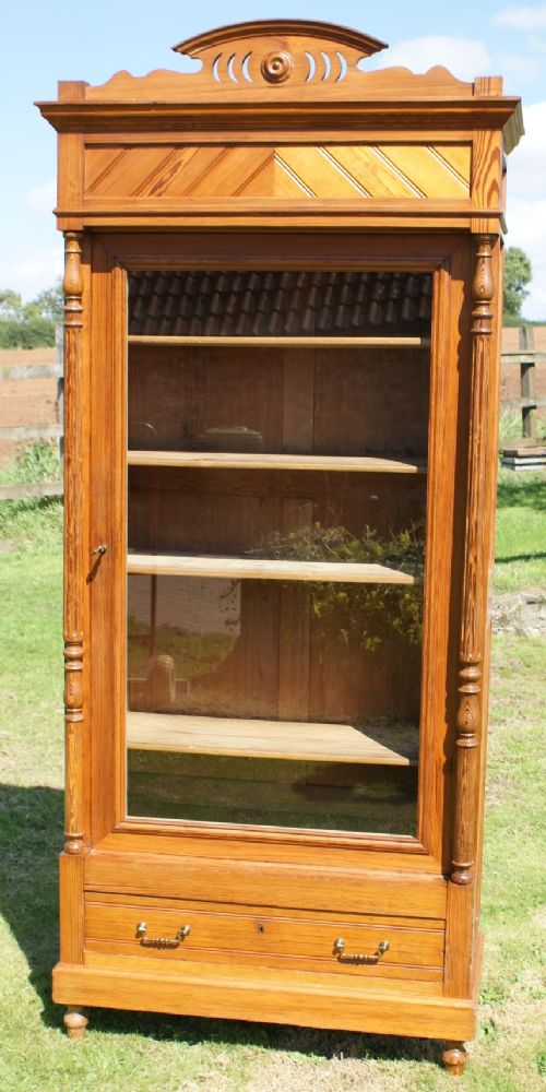fantastic late 19th century antique french pine display cabinet bookcase