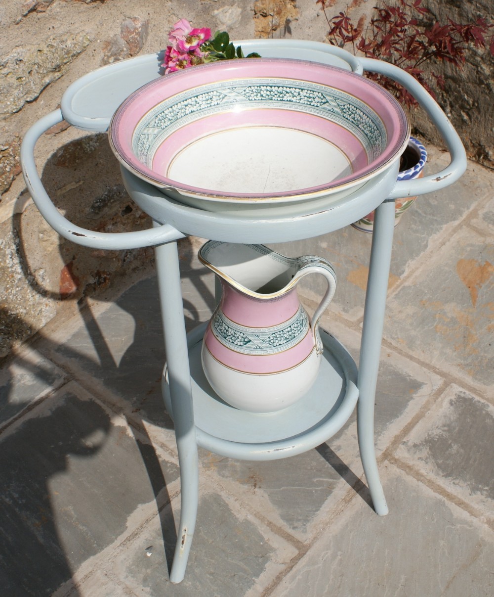 gorgeous french shabby chic painted bent wood wash stand with free jug bowl