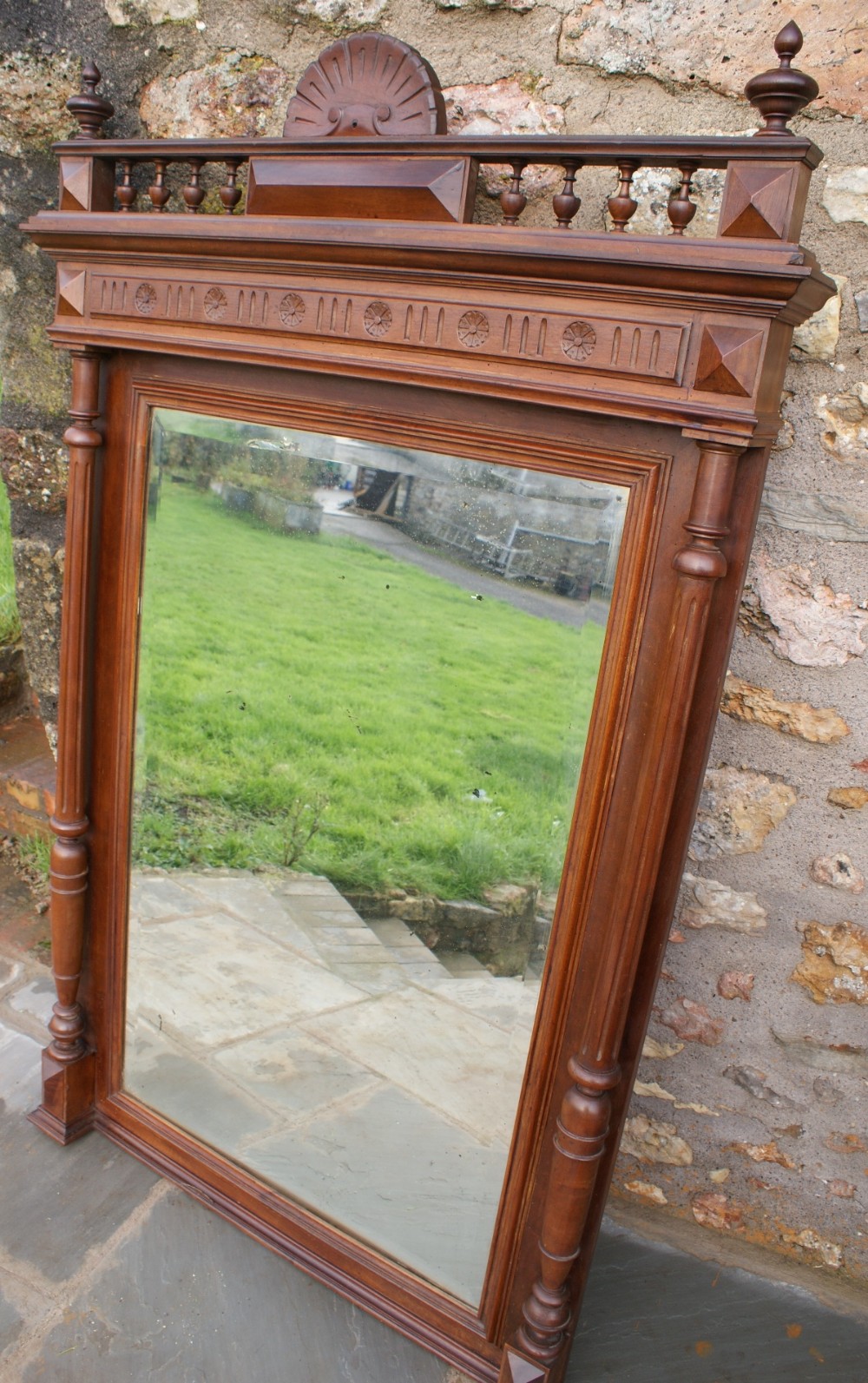 a large french henri ii revival walnut mirror