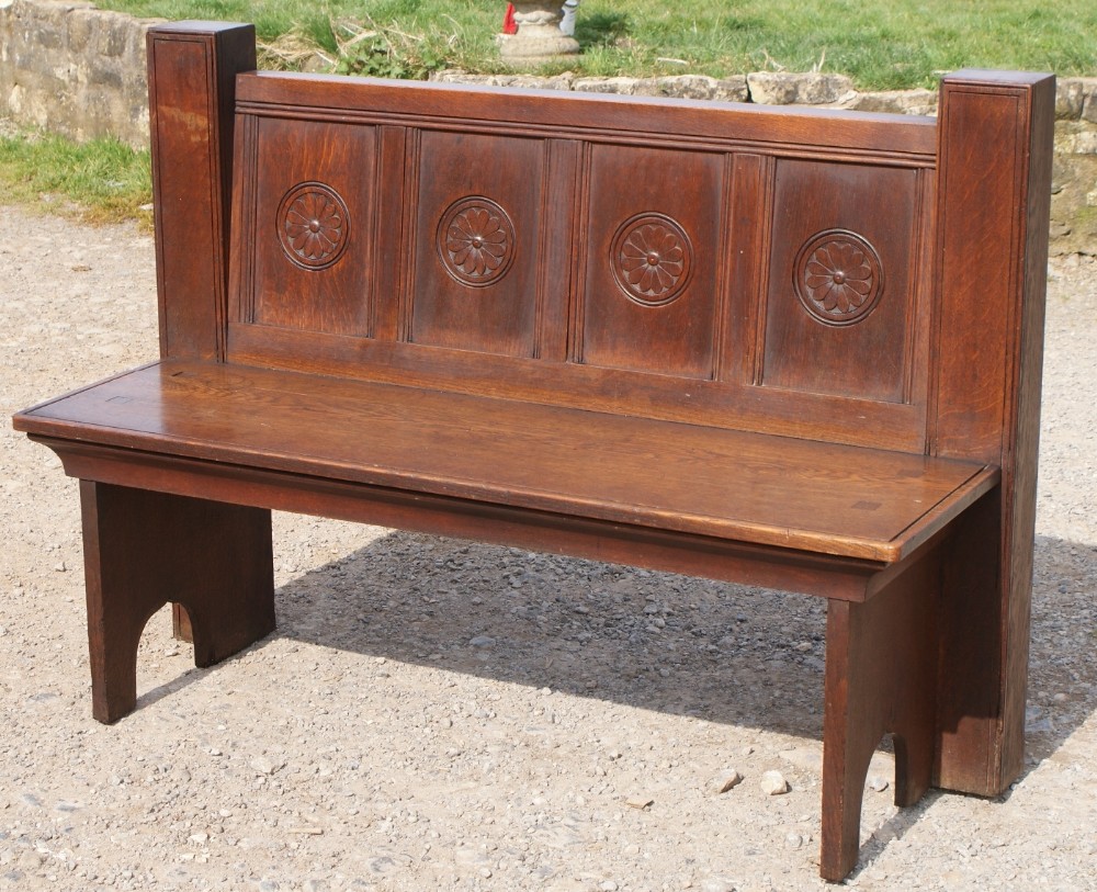 a solid oak 19th century settle bench