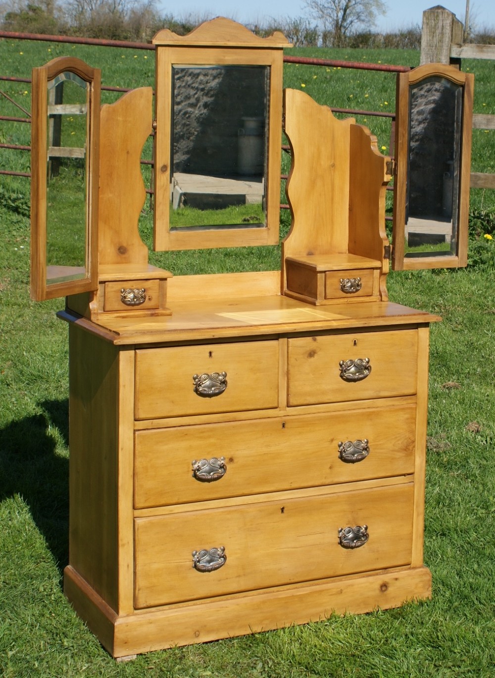 fantastic late 19th century antique solid pine dressing chest of 4 drawers