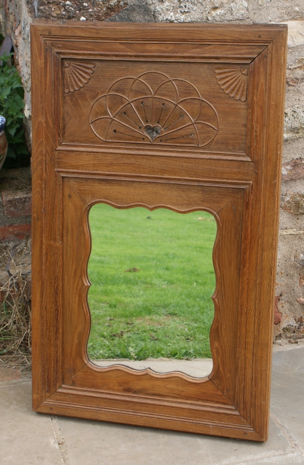 superb french breton pale chestnut wall mirror