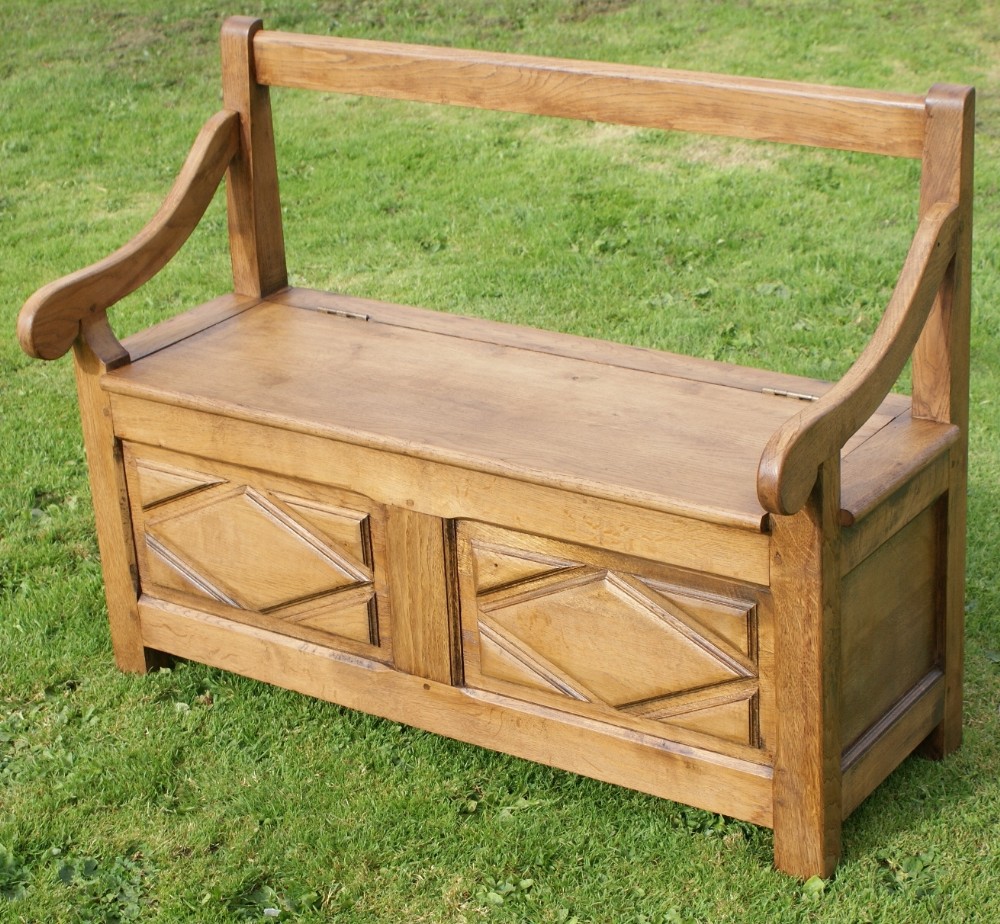 a good french oak box seat bench settle