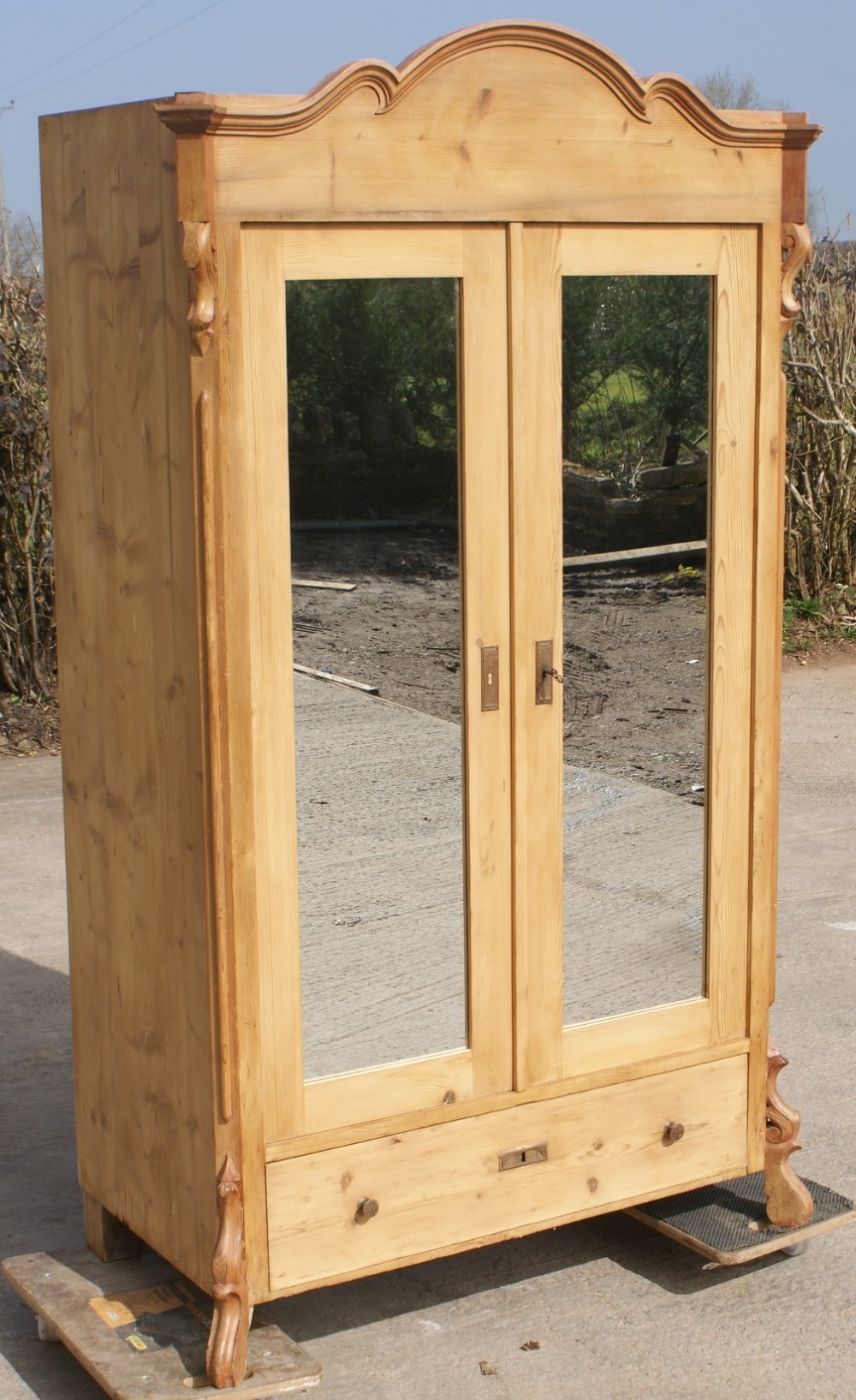 a very pretty little 19th century antique german solid pine armoire wardrobe