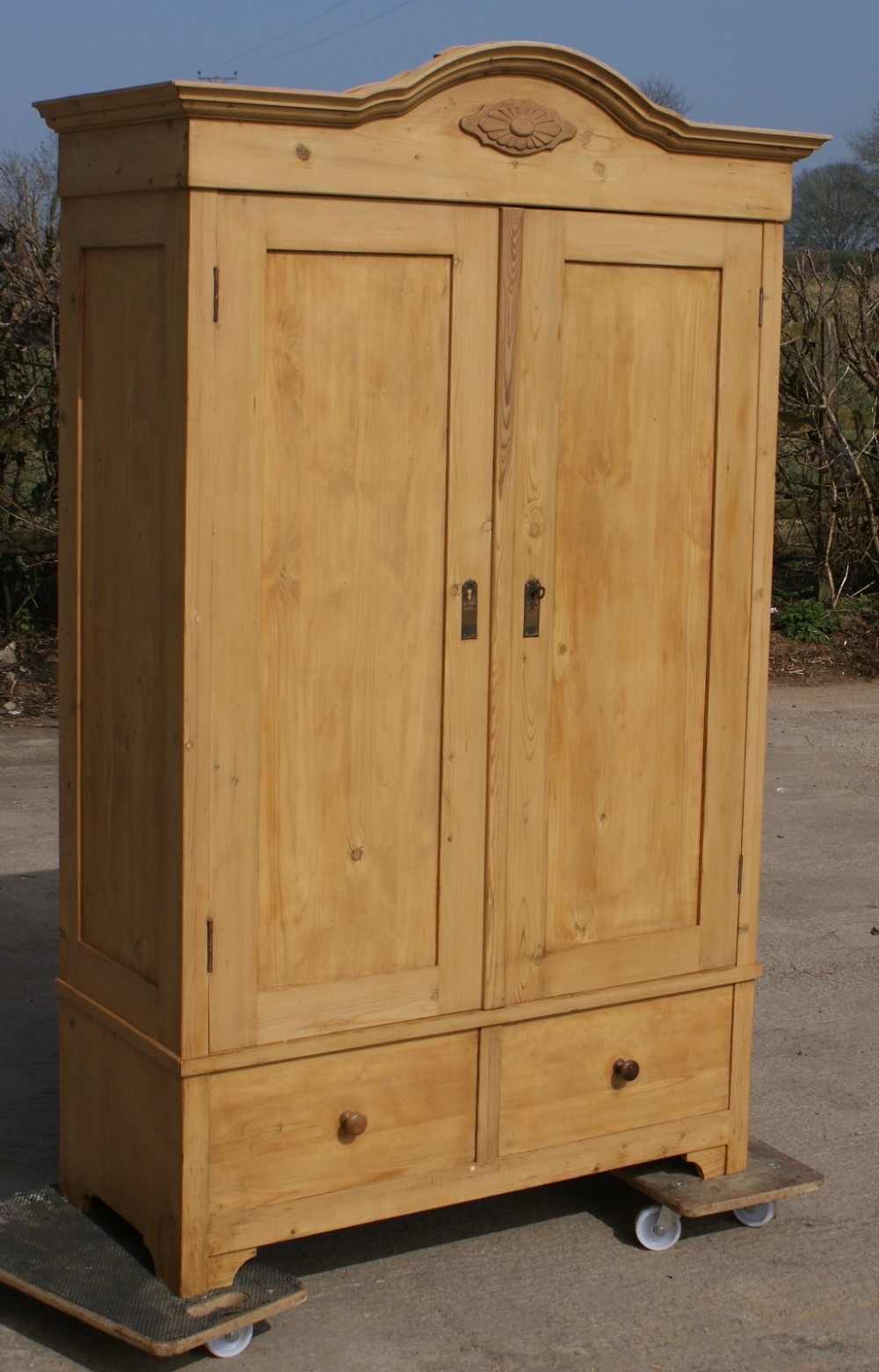 a pretty little 19th century antique german solid pine armoire wardrobe