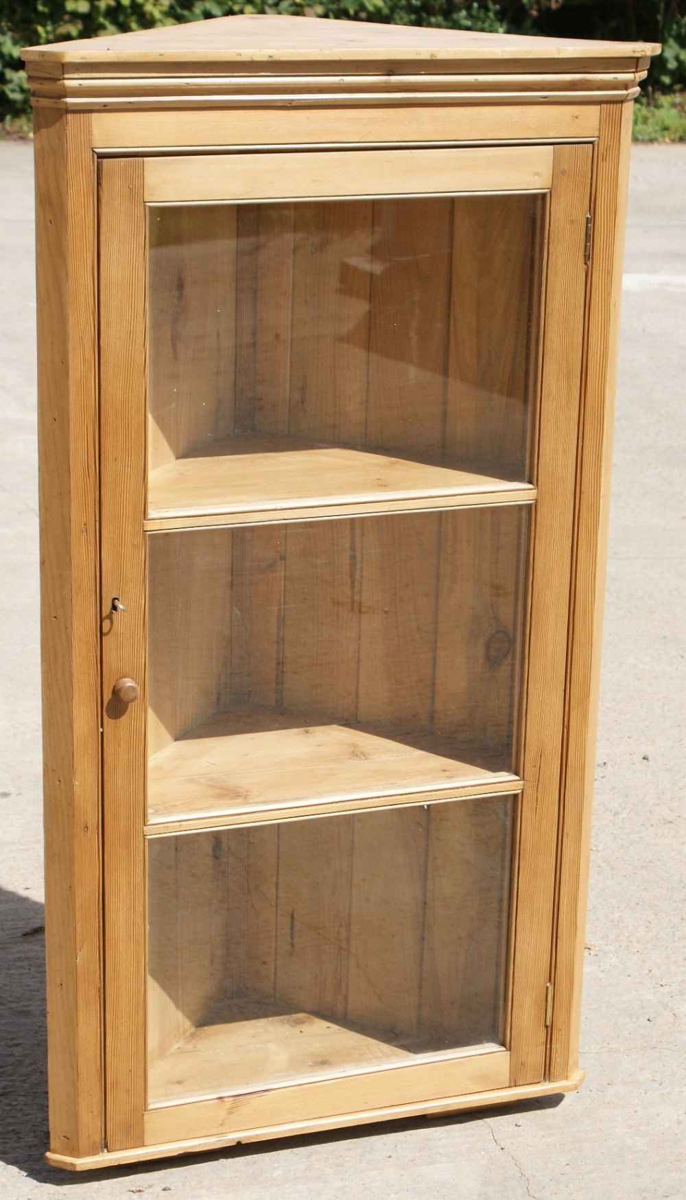 antique victorian glazed pine corner cupboard