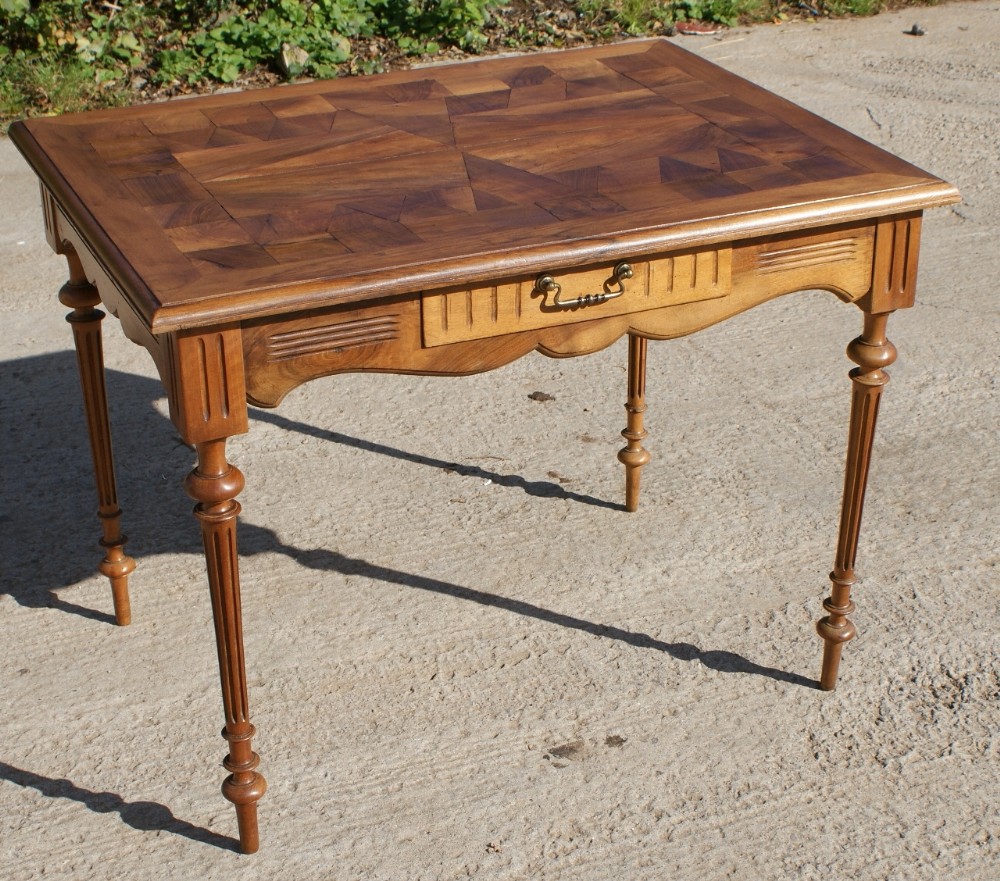 a very pretty french walnut parquet top side table desk