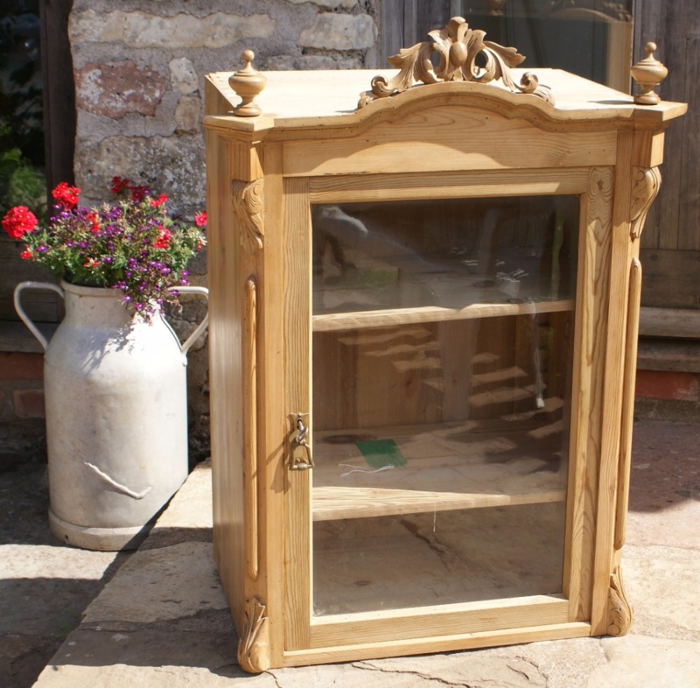 late 19th century antique hungarian pine display cabinet bookcase