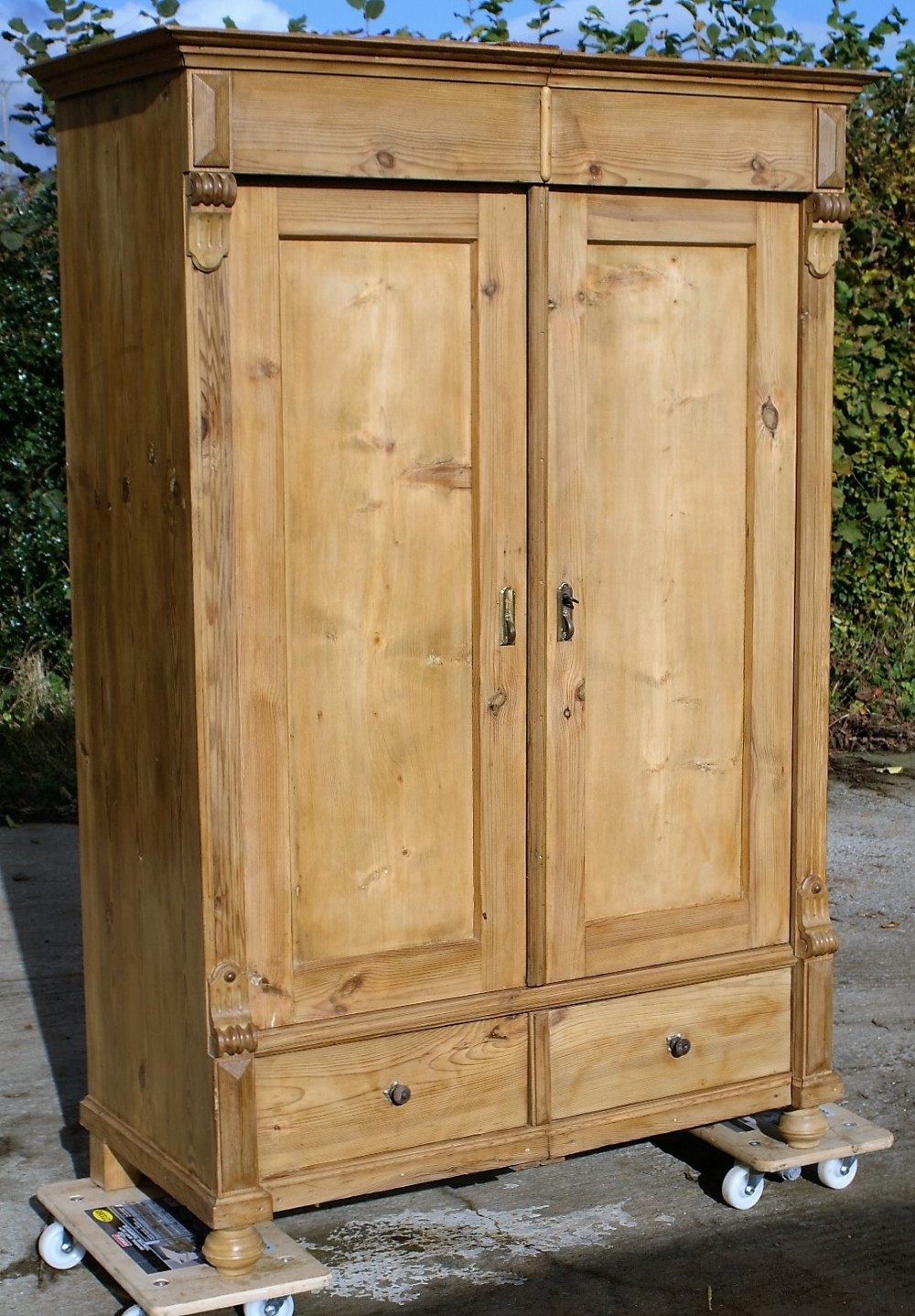 early 20th century antique german solid pine armoire wardrobe