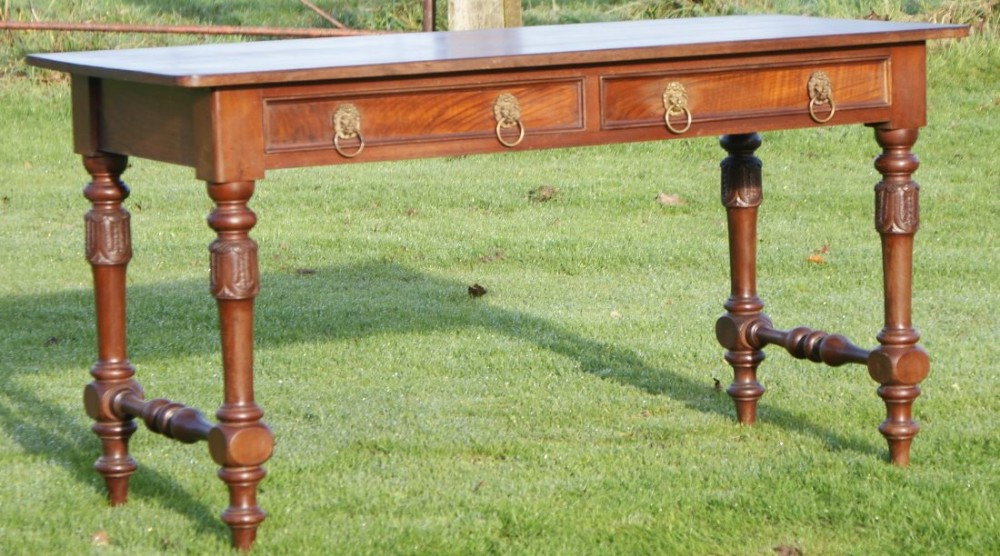 a very pretty little english edwardian walnut writing desk side table