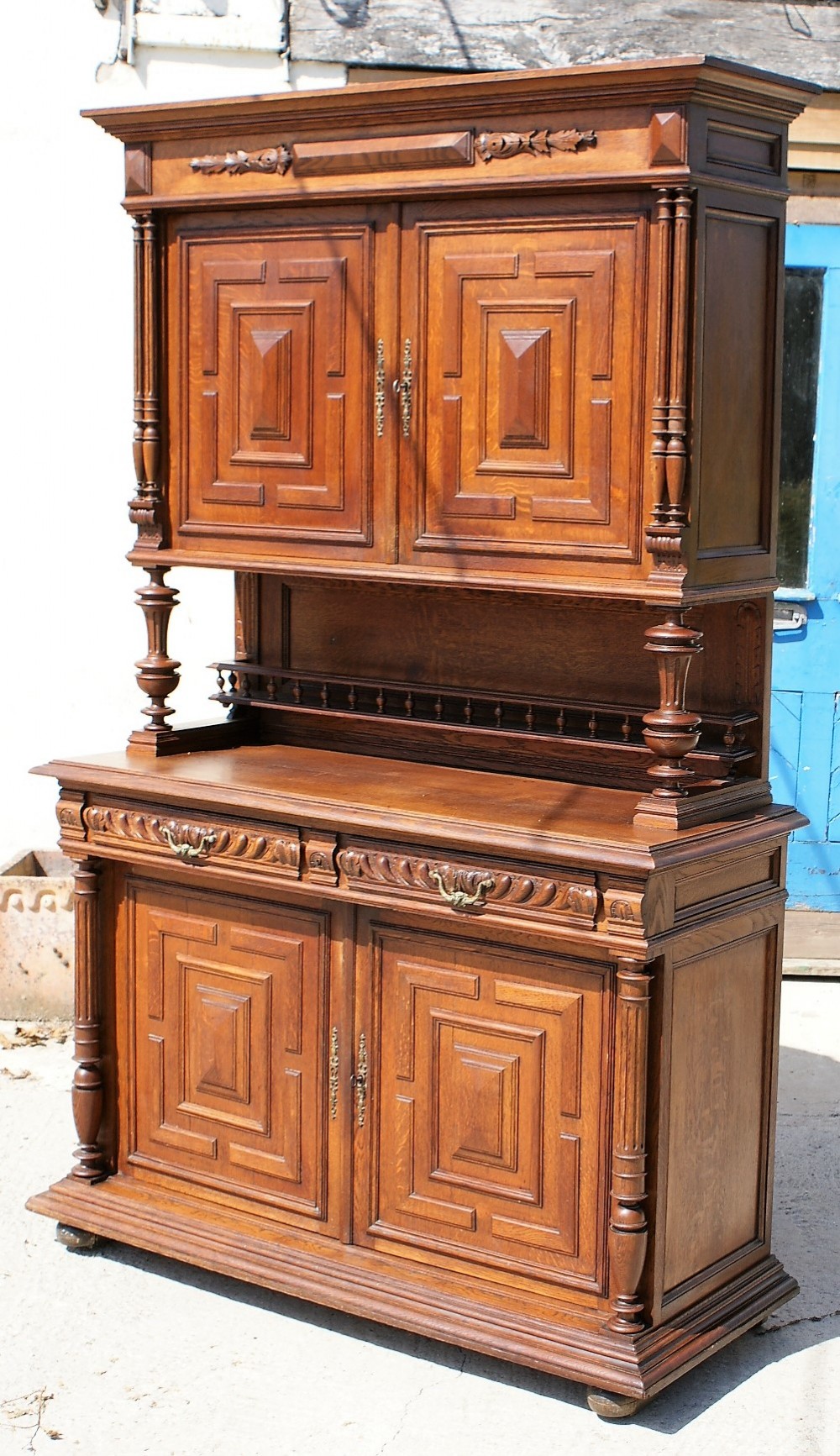 an imposing late 19th century french henri ii style oak buffet dresser