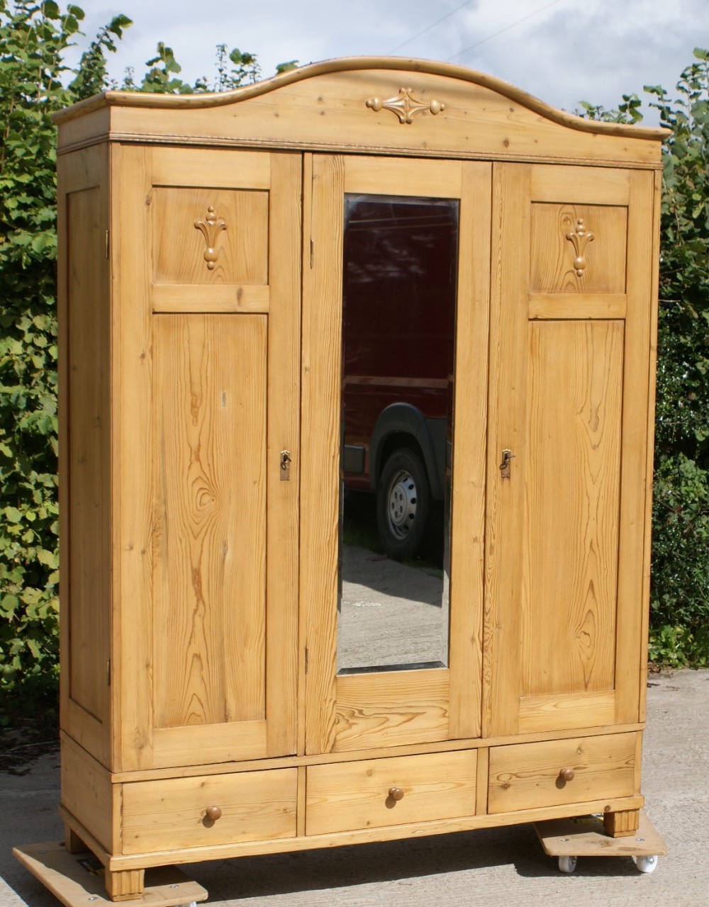 early 20th century large antique german solid pine armoire wardrobe