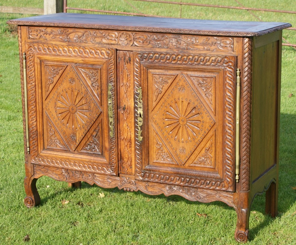 superb 19th century solid walnut french breton buffet sideboard