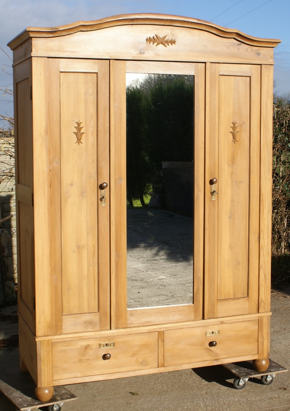 early 20th century large antique german solid pine wardrobe armoire