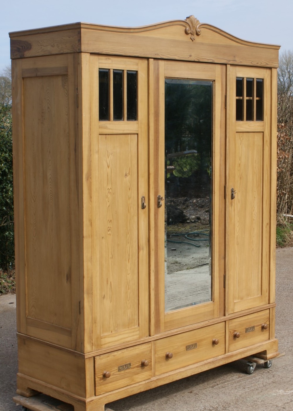 early 20th century large antique german solid pine wardrobe