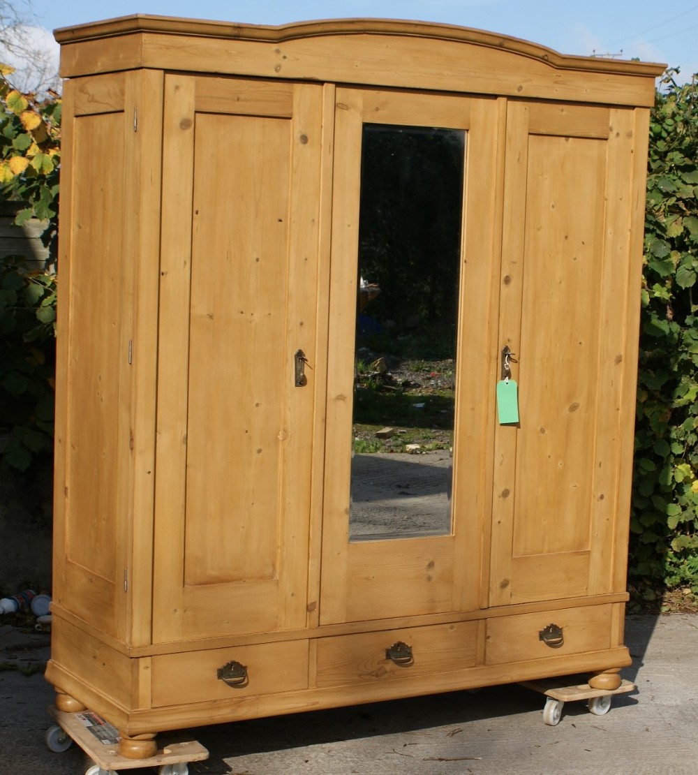 early 20th century large antique german solid pine wardrobe armoire