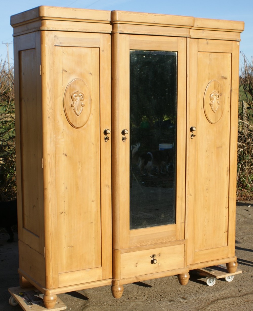 early 20th century large antique german solid pine wardrobe armoire