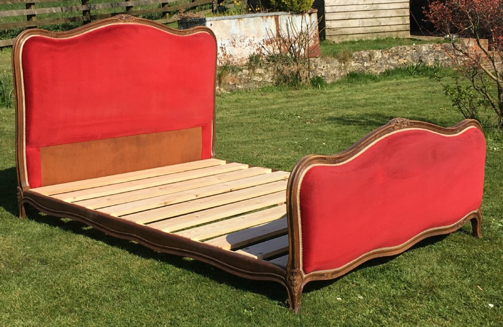 pretty early 20th century french upholstered double bed