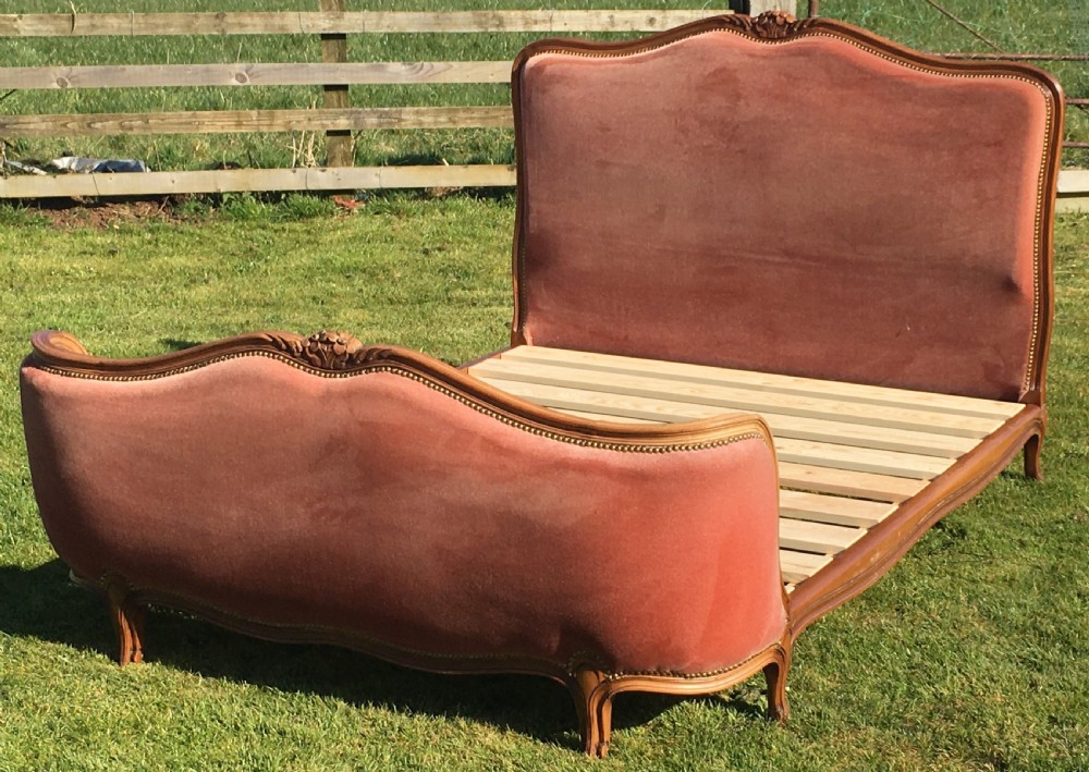 pretty early 20th century french upholstered double bed with base